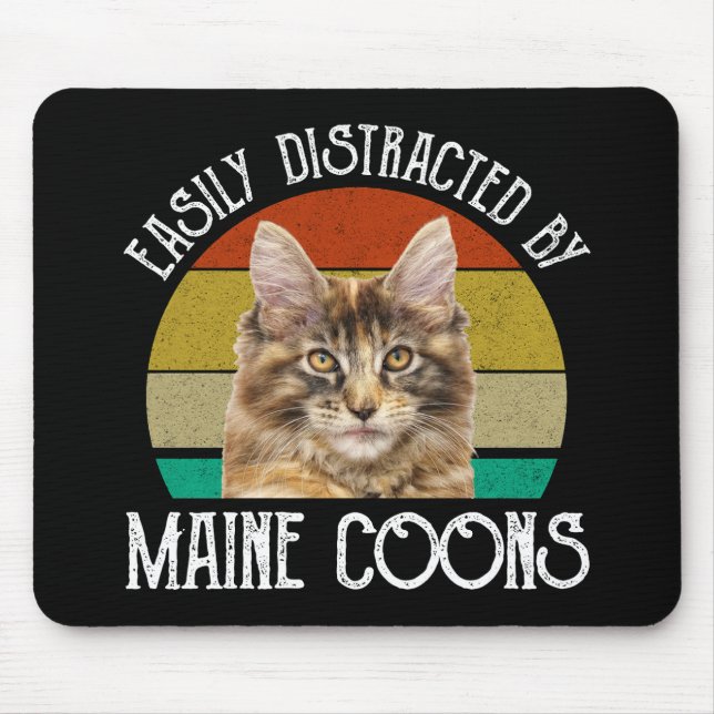 Mousepad Facilmente Distraído Por Maine Coons (Frente)
