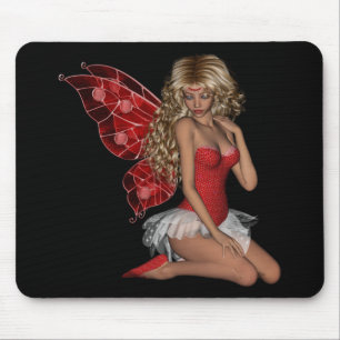 Mousepad Fada 3D loura encaracolado no rosa