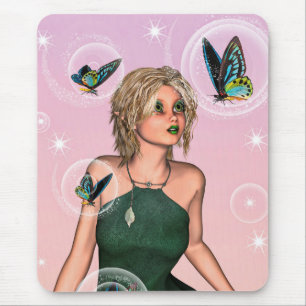 Mousepad Fada Borboleta Brilhante Arte de Fantasia