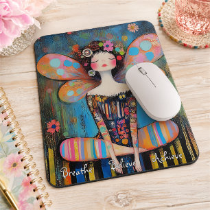 Mousepad Fada Colorida Caprichosa Fazendo Yoga Personalizad