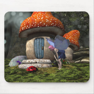 Mousepad Fada De Cabelo Rosa Bonito Encontra-Se Com Ladybug