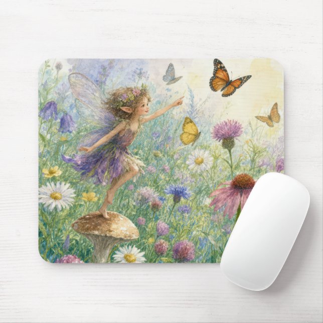 Mousepad Fada do Jardim com Borboletas (Com mouse)