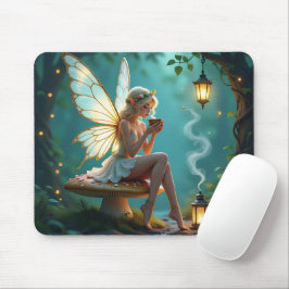 Mousepad Fada no café de Bebendo florestal entonado