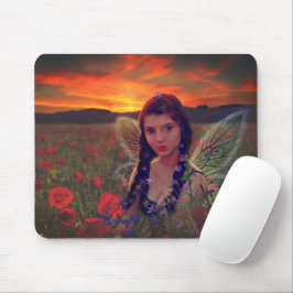 Mousepad Fada no Sunset em campo de papo Fantasia Arte