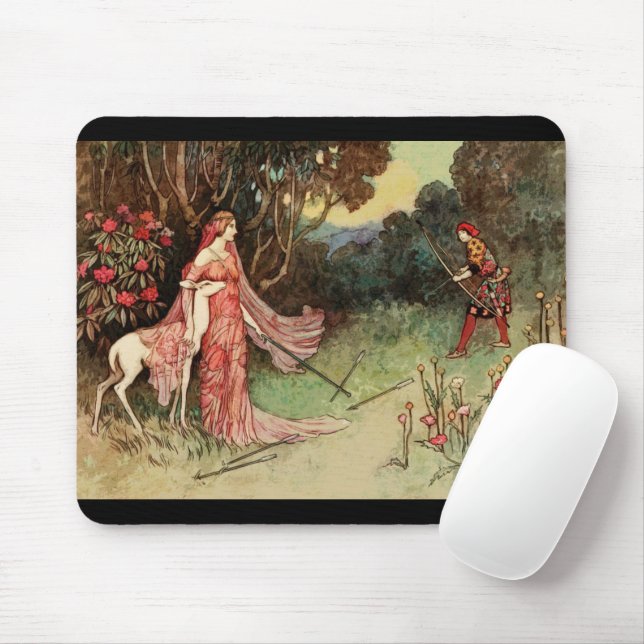 Mousepad Fada, Princesa E Veado Branco (Com mouse)