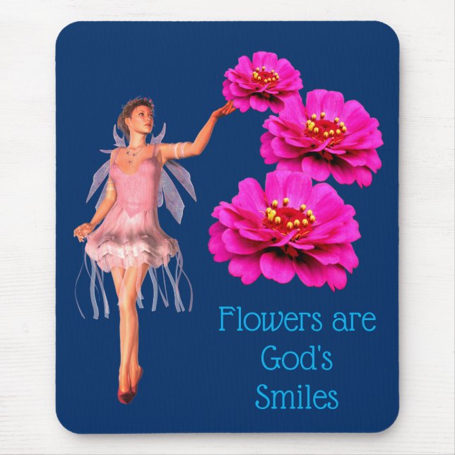 Mousepad Fada Zinnia Flói os Sorrisos de Deus, inspiração (Frente)