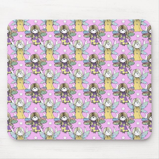 Mousepad Fadas Lindas e Estrelas e Luas Padrão (Frente)