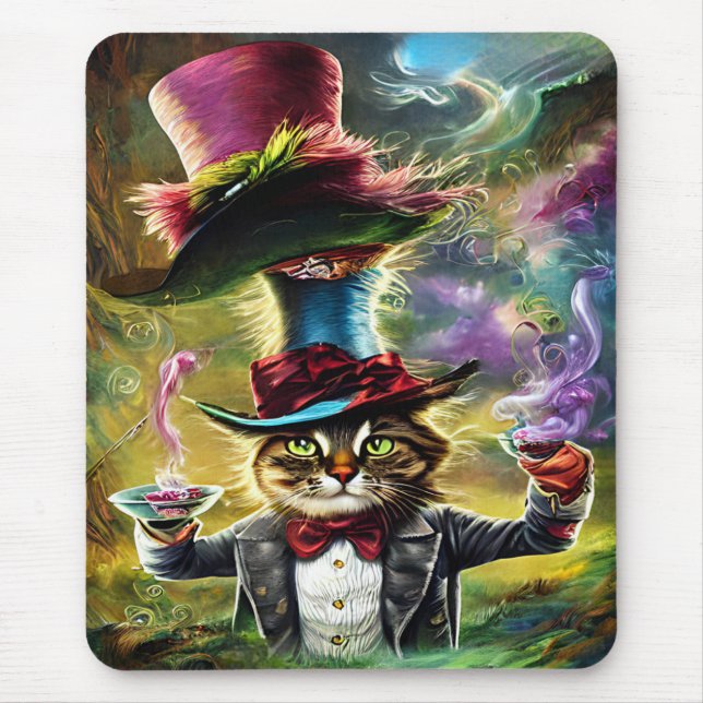 Mousepad Fairytale de fantasia do gato macabro do gato antr (Frente)