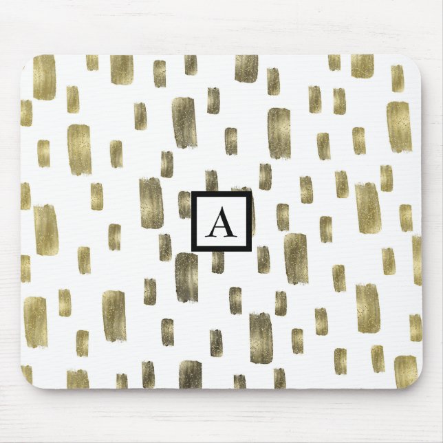 Mousepad Faísca de Bronze Dourado Pincel de Tinta Moderna (Frente)