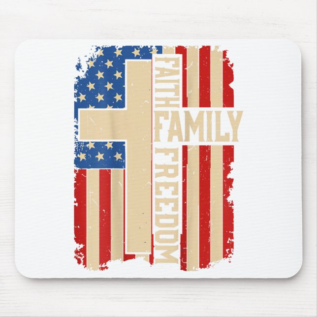 Mousepad Faith Family Dom God Country Patriotic Christian O (Frente)