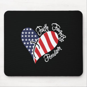 Mousepad Faith Family Freedom Heart Christian Patriotic 4th