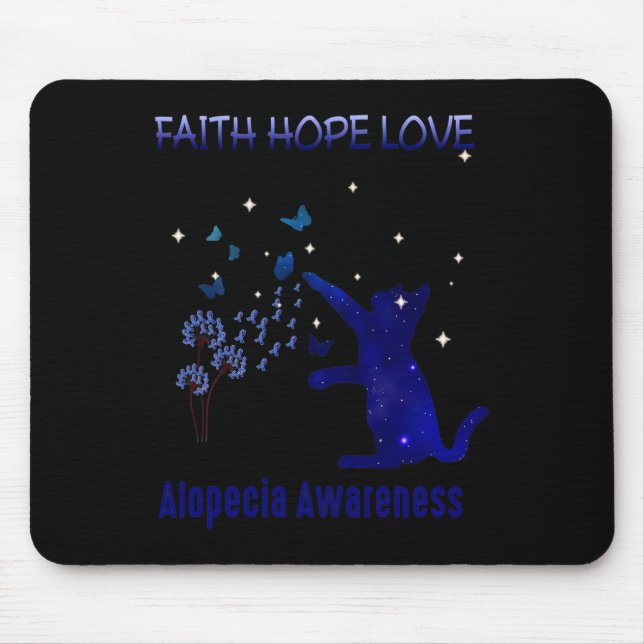 Mousepad Faith Hope ama Alopecia Consciência (Frente)