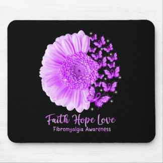 Mousepad Faith Hope ama Borboleta Girassol Fibromialgia A