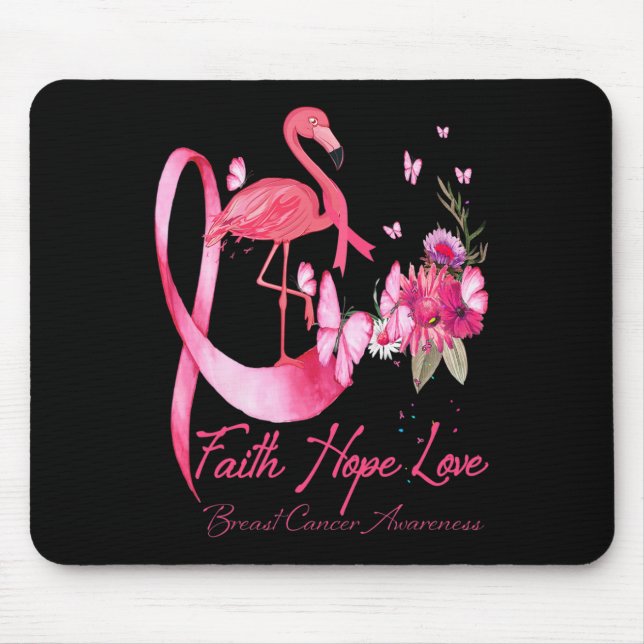 Mousepad Faith Hope ama Cancer de Fama Flamingo Rosa (Frente)