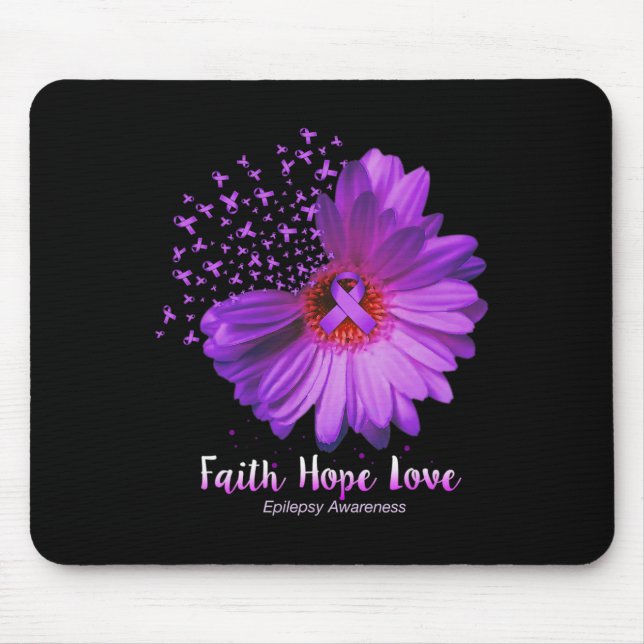 Mousepad Faith Hope ama Consciência Epilepsia Girassol (Frente)