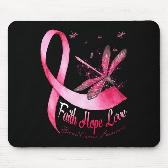 Mousepad Faith Hope ama Dragonfly Cancer Sensibilização (Frente)
