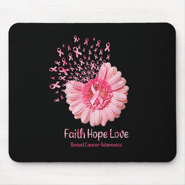 Mousepad Faith Hope ama Fita Rosa Fita Cance De Mama Girass (Frente)