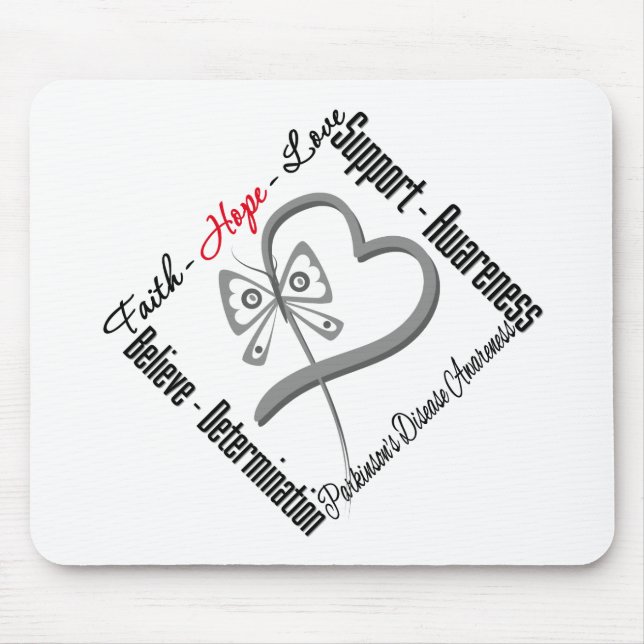 Mousepad Faith Hope Love Butterfly - Doença de Parkinsons (Frente)