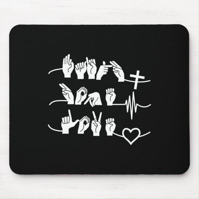 Mousepad Faith Hope Love - Christian Religion Heartbeat Cro (Frente)