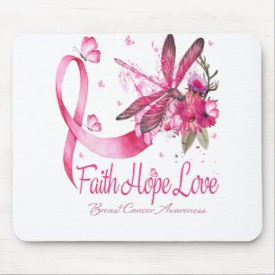 Mousepad Faith Hope Love Dragonfly Ribbon Breve Cancer