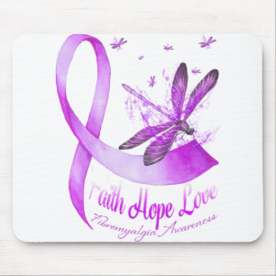 Mousepad Faith Hope Love Dragonfly Roxo Fibromyalae