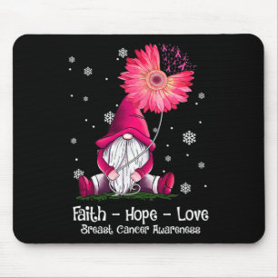 Mousepad Faith Hope Love Gnome Rosa Sunflower Breer Cancer