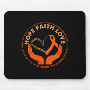 Mousepad Faith Hope Love Leukemia Consciência Coração Laran