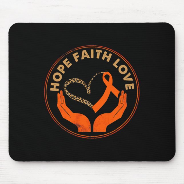 Mousepad Faith Hope Love Leukemia Consciência Coração Laran (Frente)