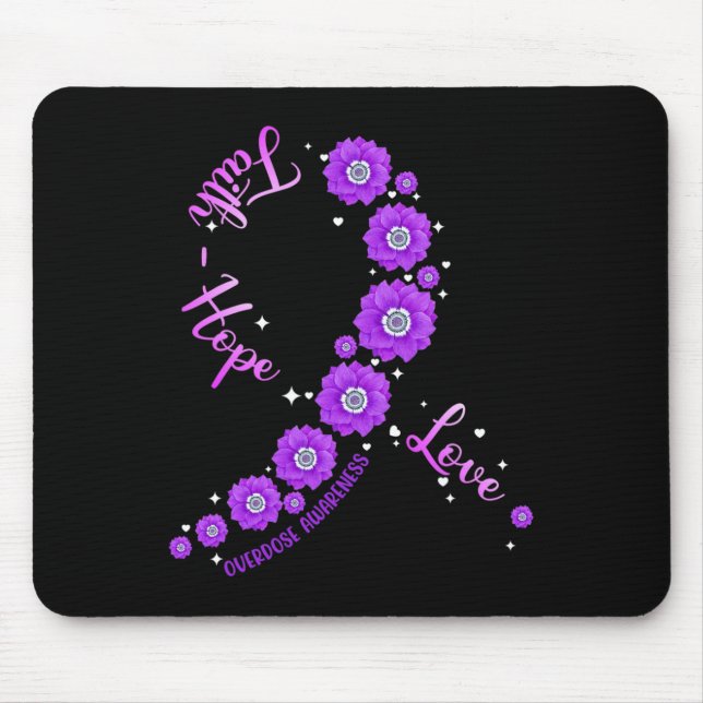 Mousepad Faith Hope Love Overdose Awarness Flower W (Frente)