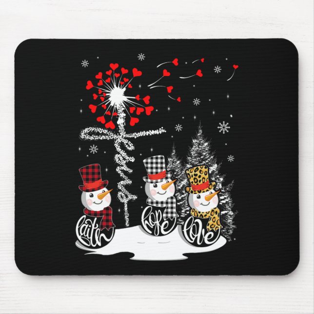 Mousepad Faith Hope Love Snowman Jesus Dandelion Christian (Frente)
