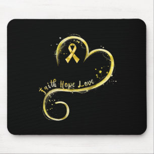Mousepad Faith Hope Love Yellow Ribbon Chilhood Cancer Awa