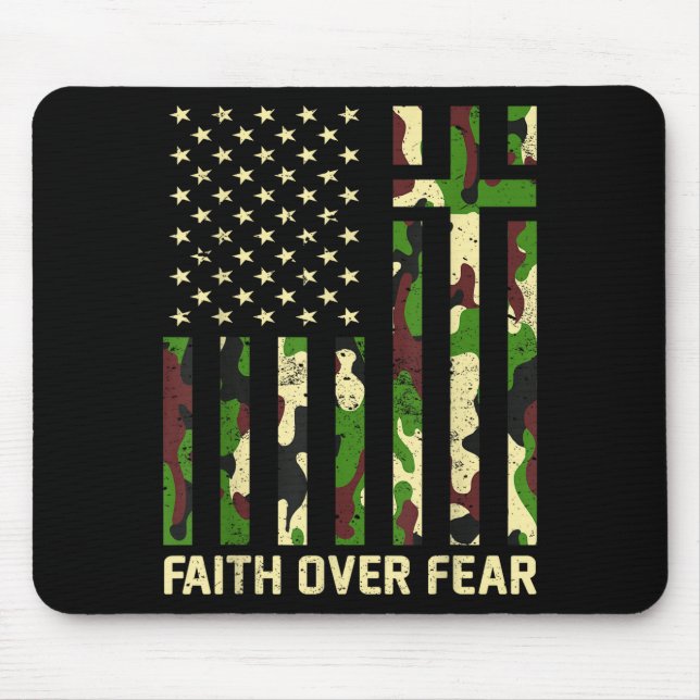 Mousepad Faith Over Fear Christian Americn Flag Camouflage  (Frente)