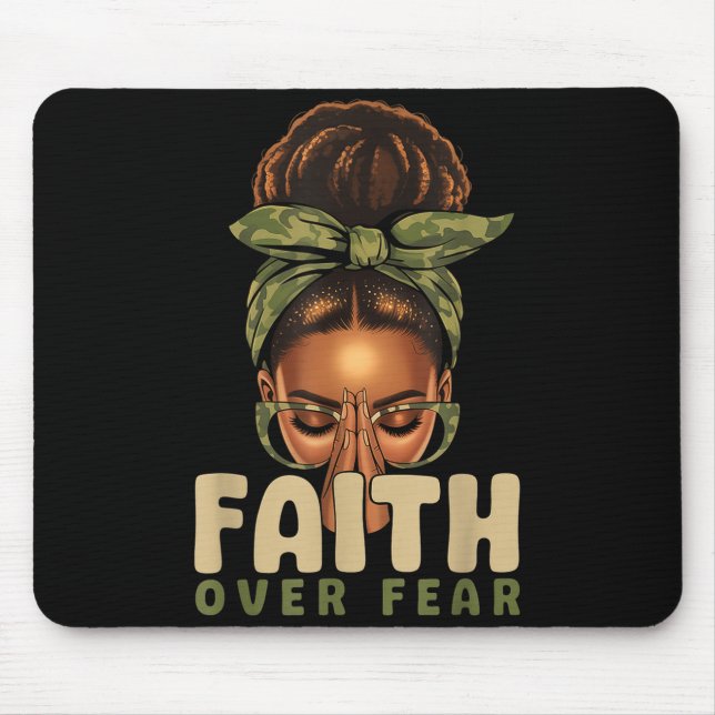 Mousepad Faith Over Fear Christian Camo African American Af (Frente)
