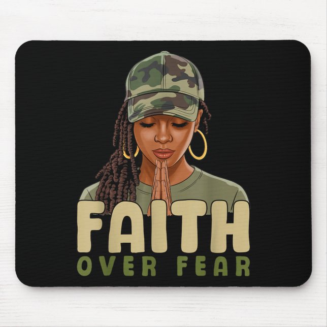 Mousepad Faith Over Fear Christian Camo African American Af (Frente)