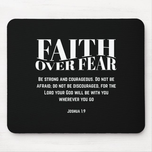 Mousepad Faith Over Fear Christian Jesus Bible Verse Men Wo (Frente)