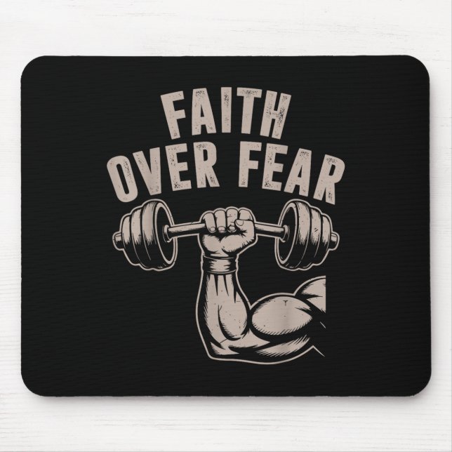 Mousepad Faith Over Fear Funny Christian Workout Gym Jesus  (Frente)