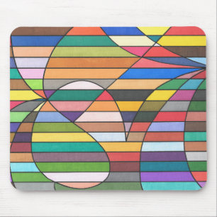 Mousepad Faixa Abstrata Multicolorida com Geometria Curva