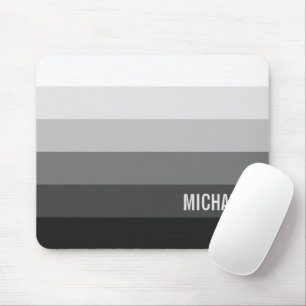 Mousepad Faixa de Gradiente Preta e Branca com Nome