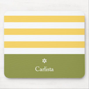 Mousepad Faixa Horizontal Amarela Ampla Faixa Verde Nome Ma
