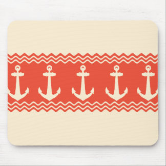 Mousepad Faixas Costeiras de Âncora Náutica Coral