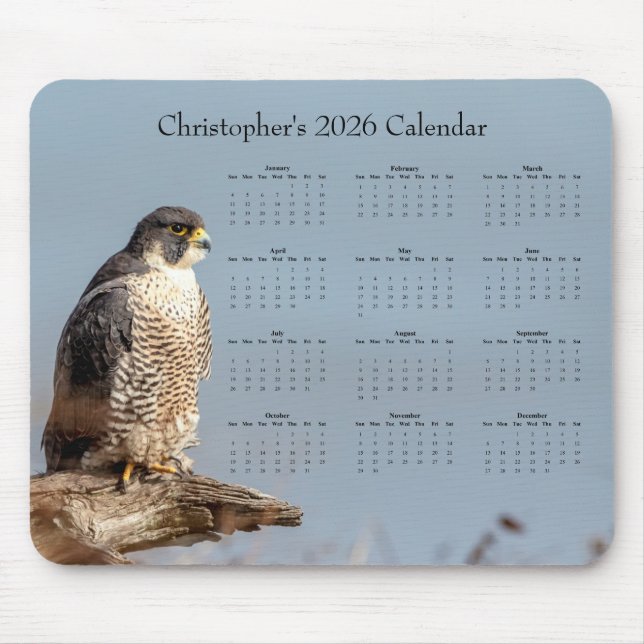 Mousepad Falcon - Customizable full year 2026 calendar (Frente)