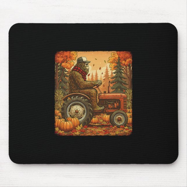 Mousepad Fall Bigfoot Sasquatch Thanksgiving Autumn Farmer  (Frente)