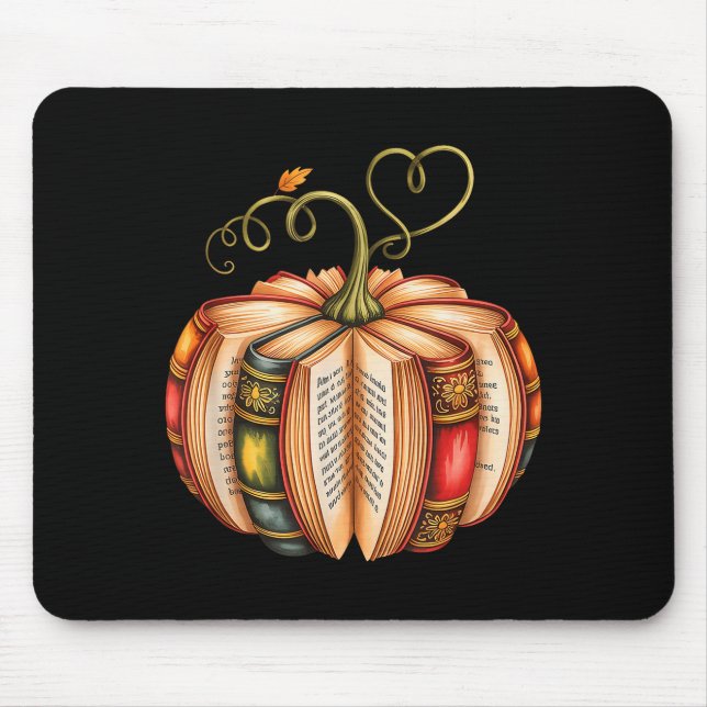 Mousepad Fall Book Pumpkin Fall Librarians Bookworm Teacher (Frente)