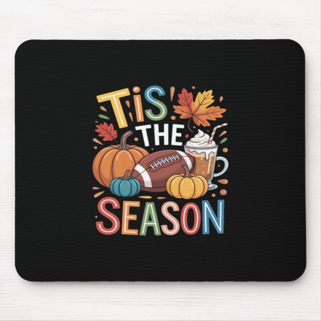 Mousepad Fall Football Autumn Pumpkin Coffee (Frente)