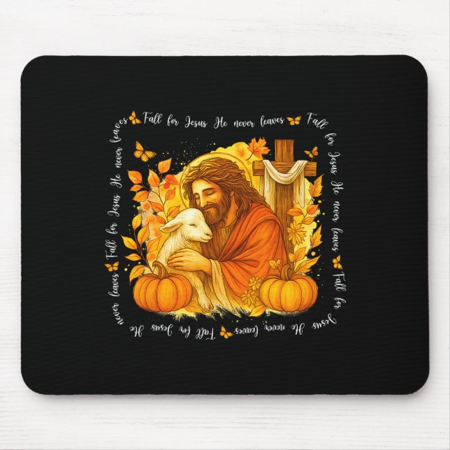 Mousepad Fall For Jesus He Never Leaves Retro Thanksgiving  (Frente)