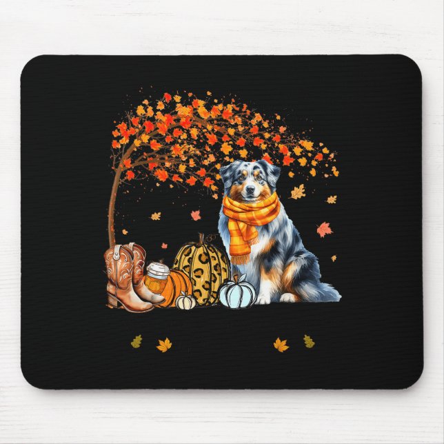 Mousepad Fall Maple Tree Print Dog Lover Happy Thanksgiving (Frente)