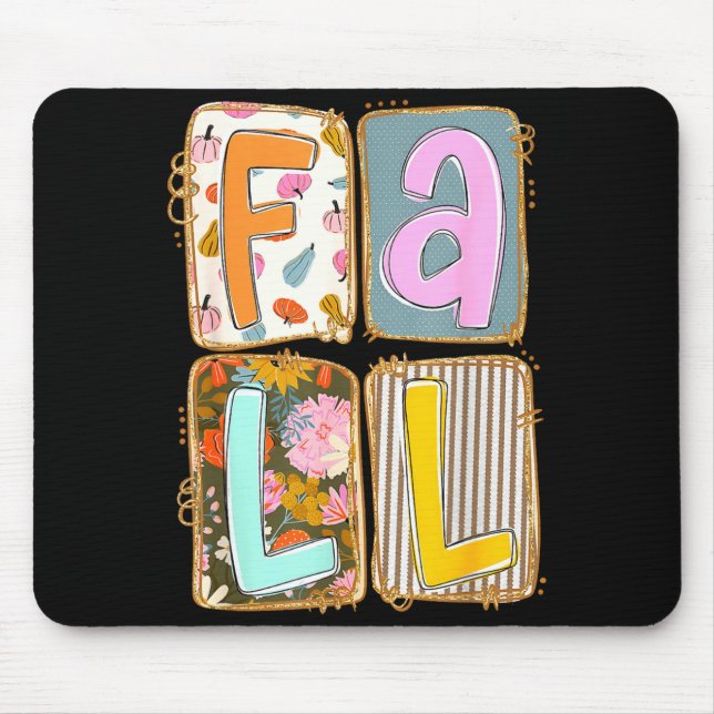 Mousepad Fall Pumpkin Season Flower Thanksgiving Autumn Lea (Frente)