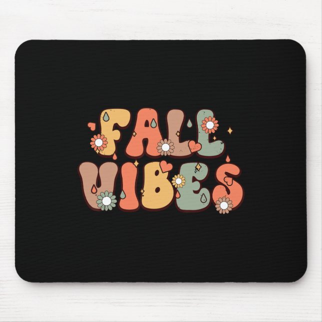 Mousepad Fall Vibes Vintage Groovy, Estação de outono (Frente)
