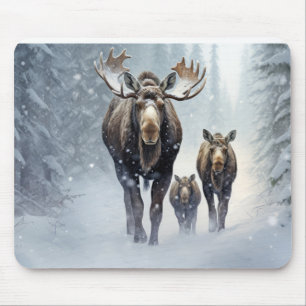 Mousepad Família Animal Moose Despertando Natureza