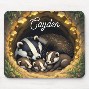 Mousepad Família de Badger Cute Personalizada